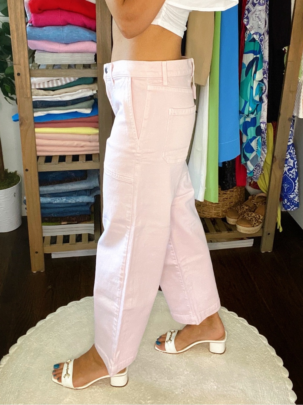 MODERN AMERICAN Farrah Crop Utility Wide Leg Jeans in Blush! 🌸 - Picture 3 of 16